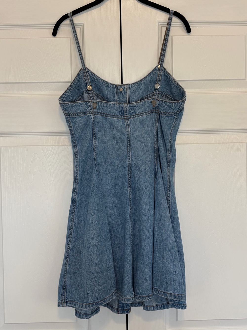 Vintage 90s Outlaw Made in USA Denim Button Front Mini Dress - Picture 5 of 8